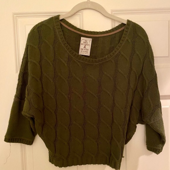 Zara Sweaters - Zara Trafaluc Hunter Green Cable Knit Cropped Sweater | S